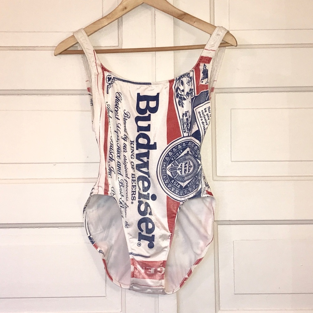 Vintage Budweiser One Piece Bathing Suit Small 80s